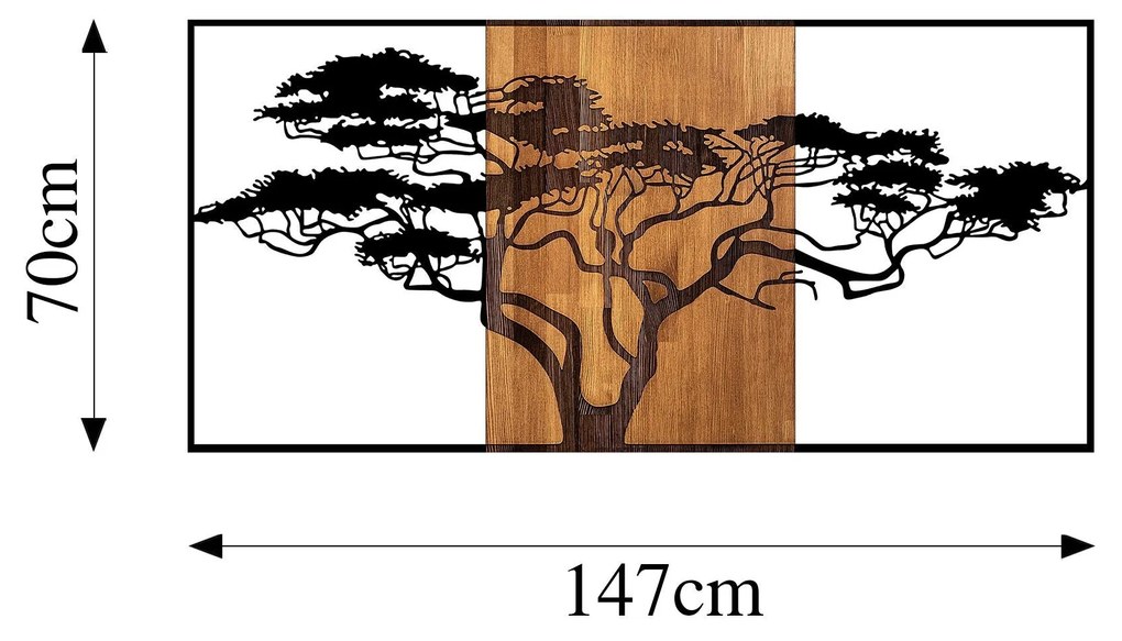 Acessório Decorativo de Parede Acácia – Preto e Nogueira – 147 x 3 x 7