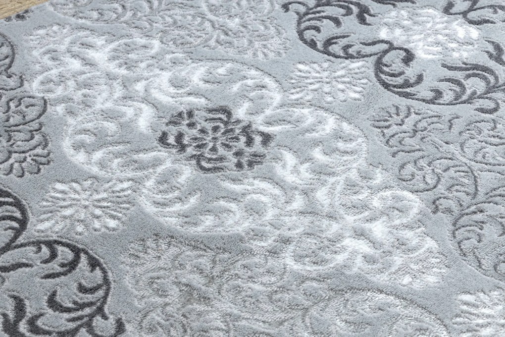 Tapete MEFE moderno  8734 Ornamento - Structural dois níveis de lã cinza cinzento