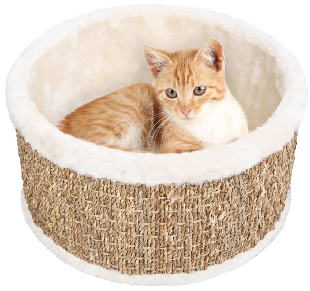vidaXL Cesto para gatos redondo 36 cm ervas marinhas