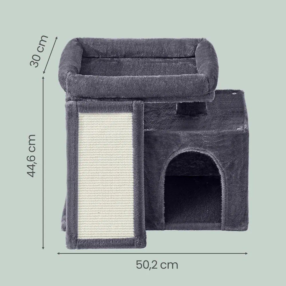 Arranhador para Gatos 51 x 39,2 x 46,4 cm, árvore de arranhar com placa de arranhar cinzento escuro