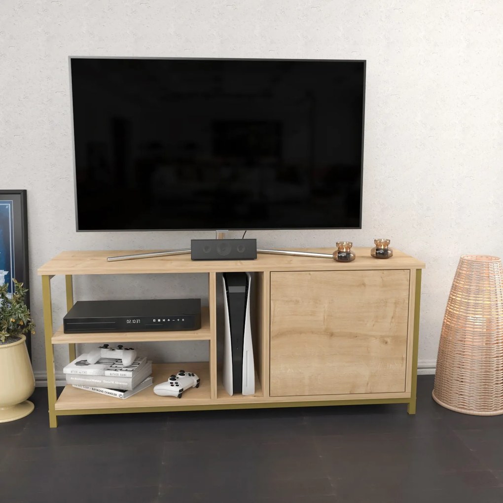 Móvel TV Neola – Ouro Carvalho – 120 cm x 35,3 cm x 50,8 cm