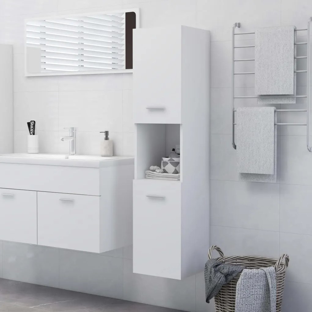 vidaXL Armário de casa de banho derivados de madeira branco