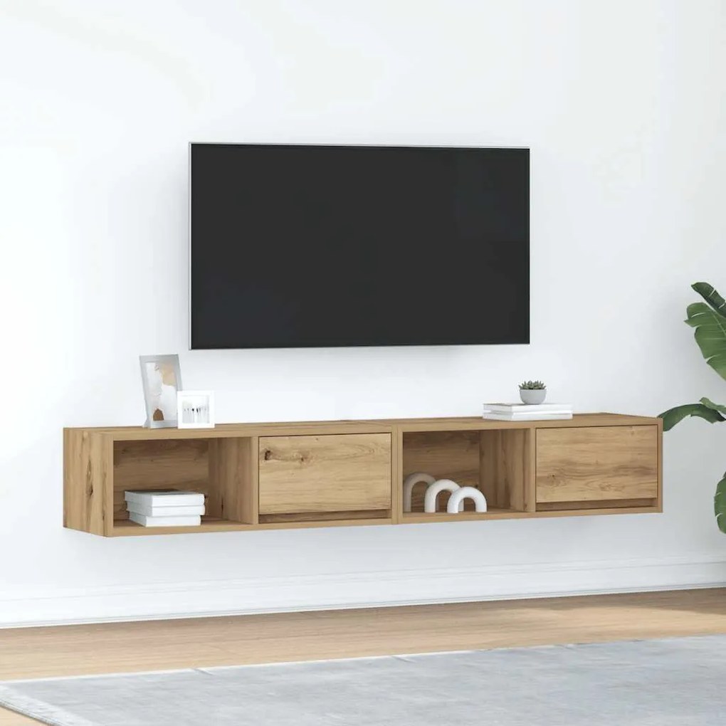 vidaXL Móveis TV 2pcs 80x31x25,5cm deriv. madeira carvalho artesanal