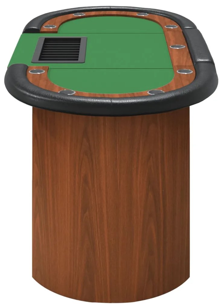 Mesa poker 10 jogadores c/ tabuleiro fichas 160x80x75 cm verde