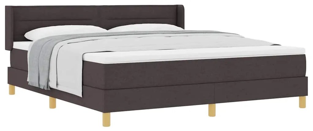 Cama Box Marrom Escuro e Branco 180 x 200 cm Poliéster