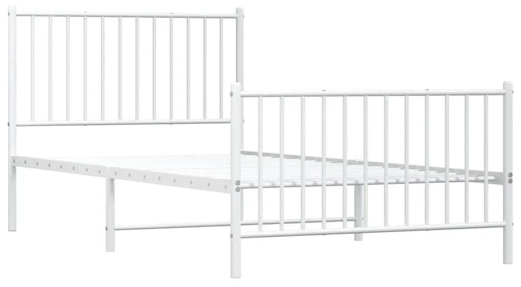 Estrutura de cama com cabeceira e pés 100x200 cm metal branco