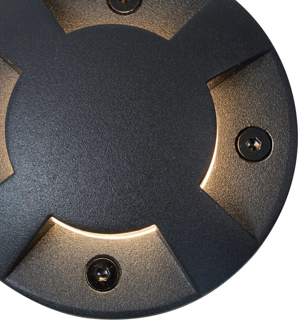 Foco de chão moderno preto GU10 50mm efeito de 4 luzes IP65 - Cellar