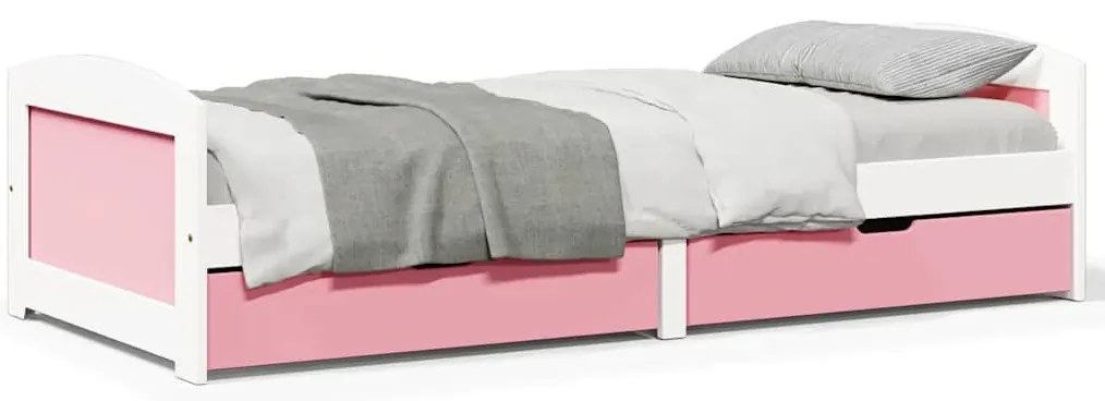 Sofá-cama com 2 gavetas sem colchão 90x200 cm IRUN branco&amp;rosa