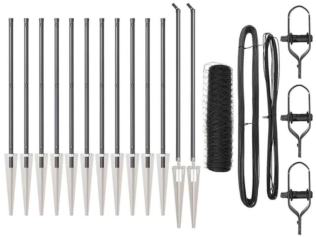 Conjunto de Postes de Cerca Cinzeto 1 x 25 m