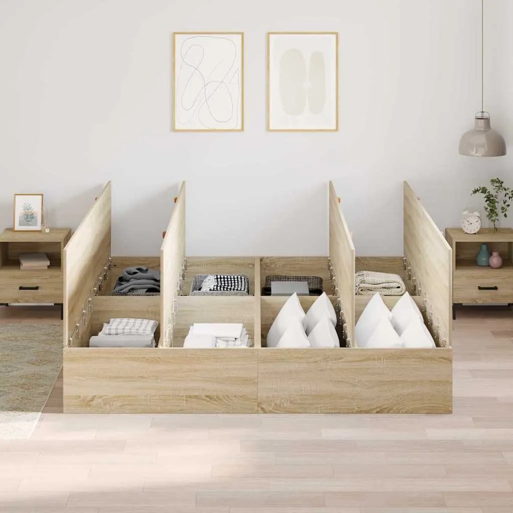 Cama com Arrumação em Carvalho Sonoma 180x200 cm