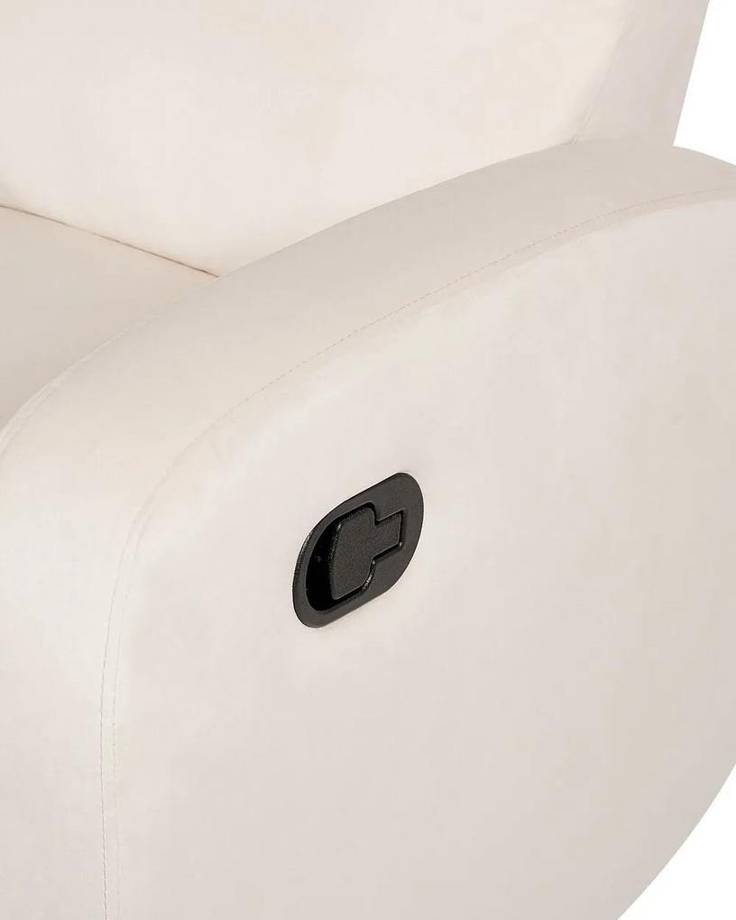 Poltrona manualmente reclinável em veludo branco-creme VERDAL Beliani