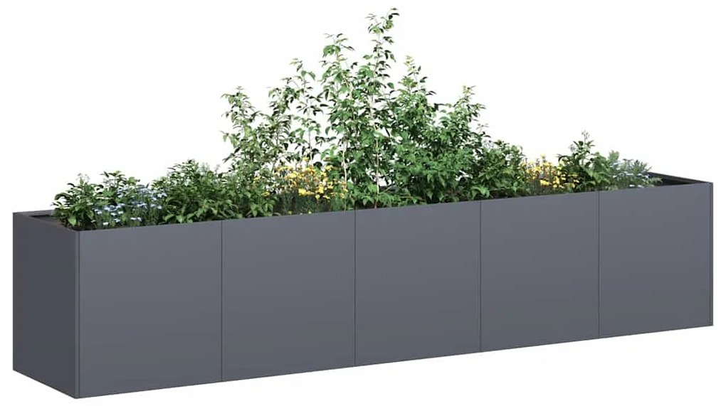 vidaXL Vaso Antracite 200x40x40 cm Aço Laminado a Frio