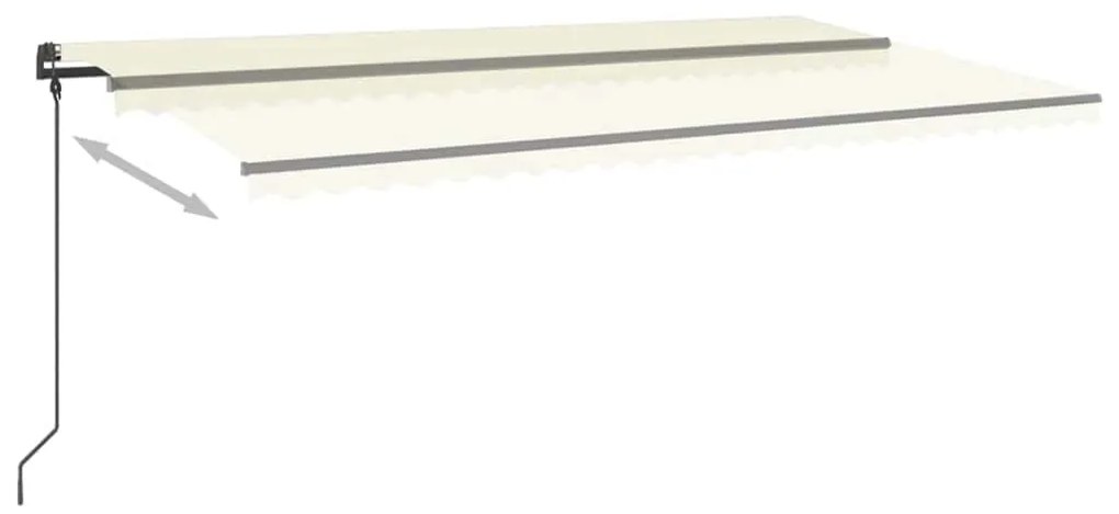 Toldo retrátil automático com postes 6x3 m cor creme