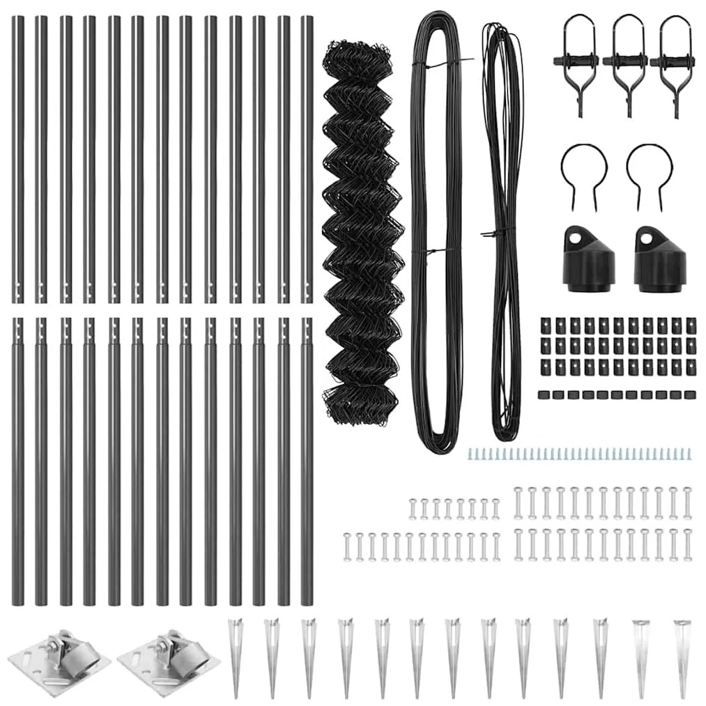 Conjunto de Postes de Cerca Cinzeto 1.2 x 25 m Aço Galvanizado