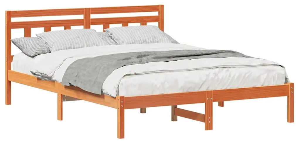 Estrutura da Cama Castanho 160 x 200 cm Madeira de pinho maciça