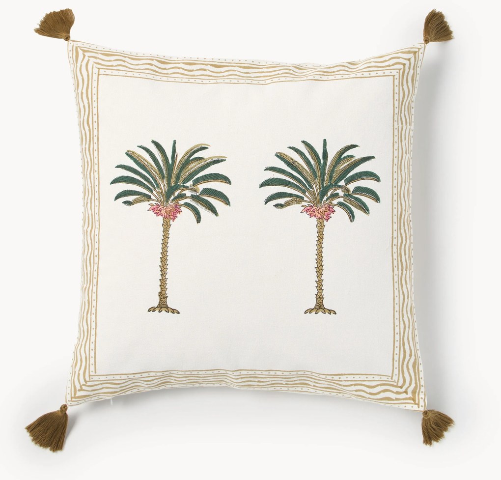 Capa de almofada em algodão pintada à mão Tropical