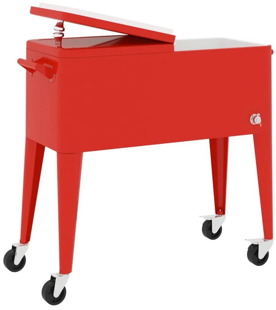 Carrinho refrigerador com rodas 92x43x89 cm vermelho