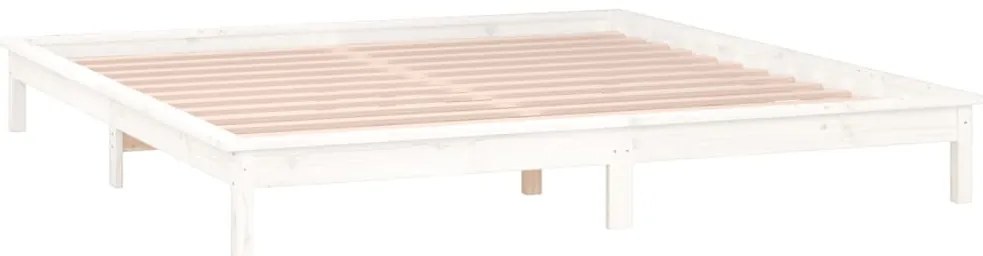 Estrutura de cama com LEDs 200x200 cm pinho maciço branco
