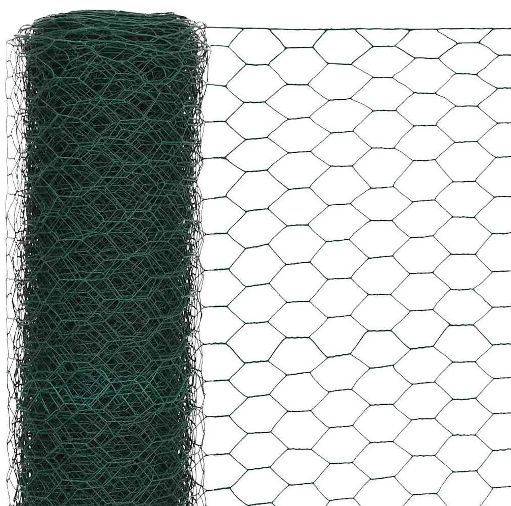 Cerca arame galinheiro 25x1,5 m aço c/ revestimento PVC verde