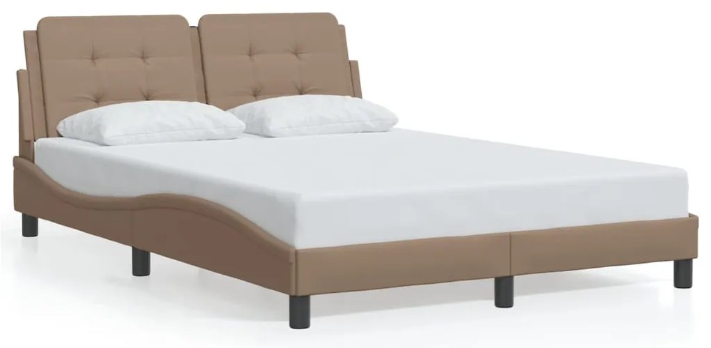 Estrutura cama c/ luzes LED 120x200 couro artificial cappuccino