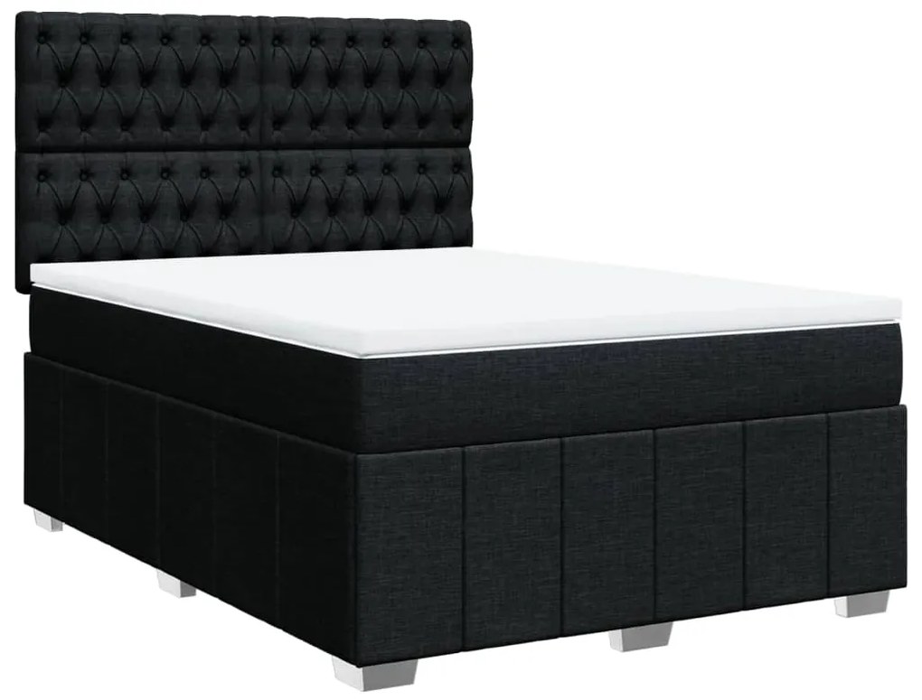 Cama com molas/colchão 160x200 cm tecido preto