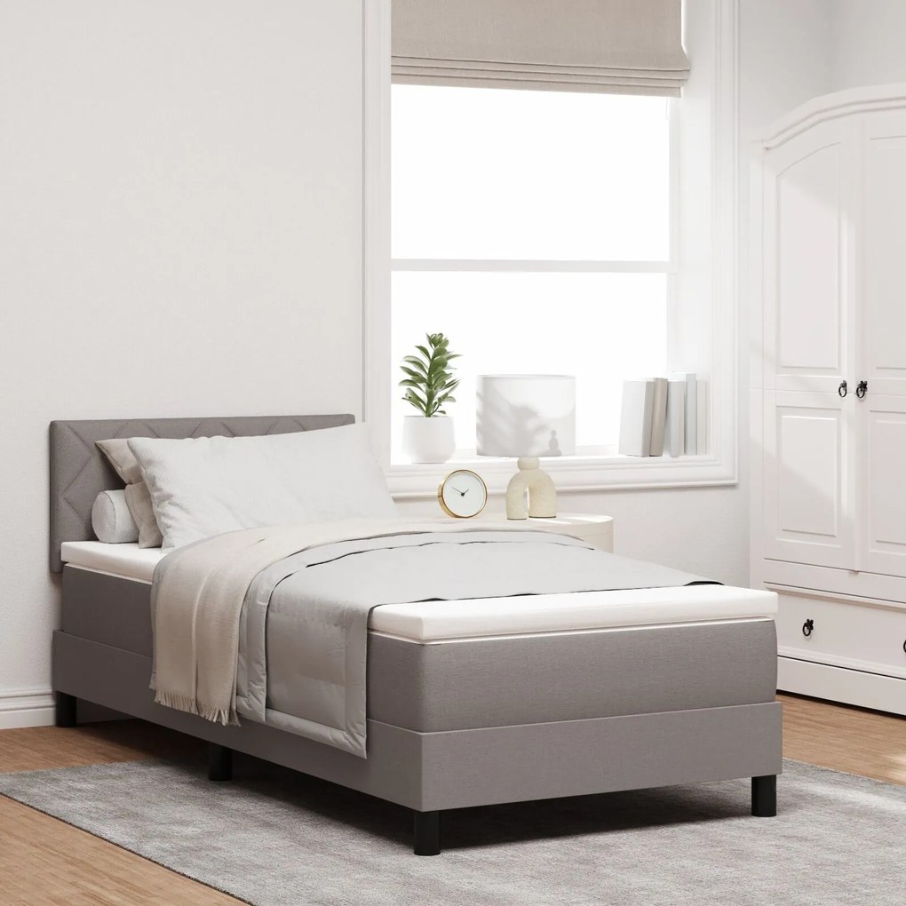 Cama Box Spring com colchão cinza 100x200 cm Tecido