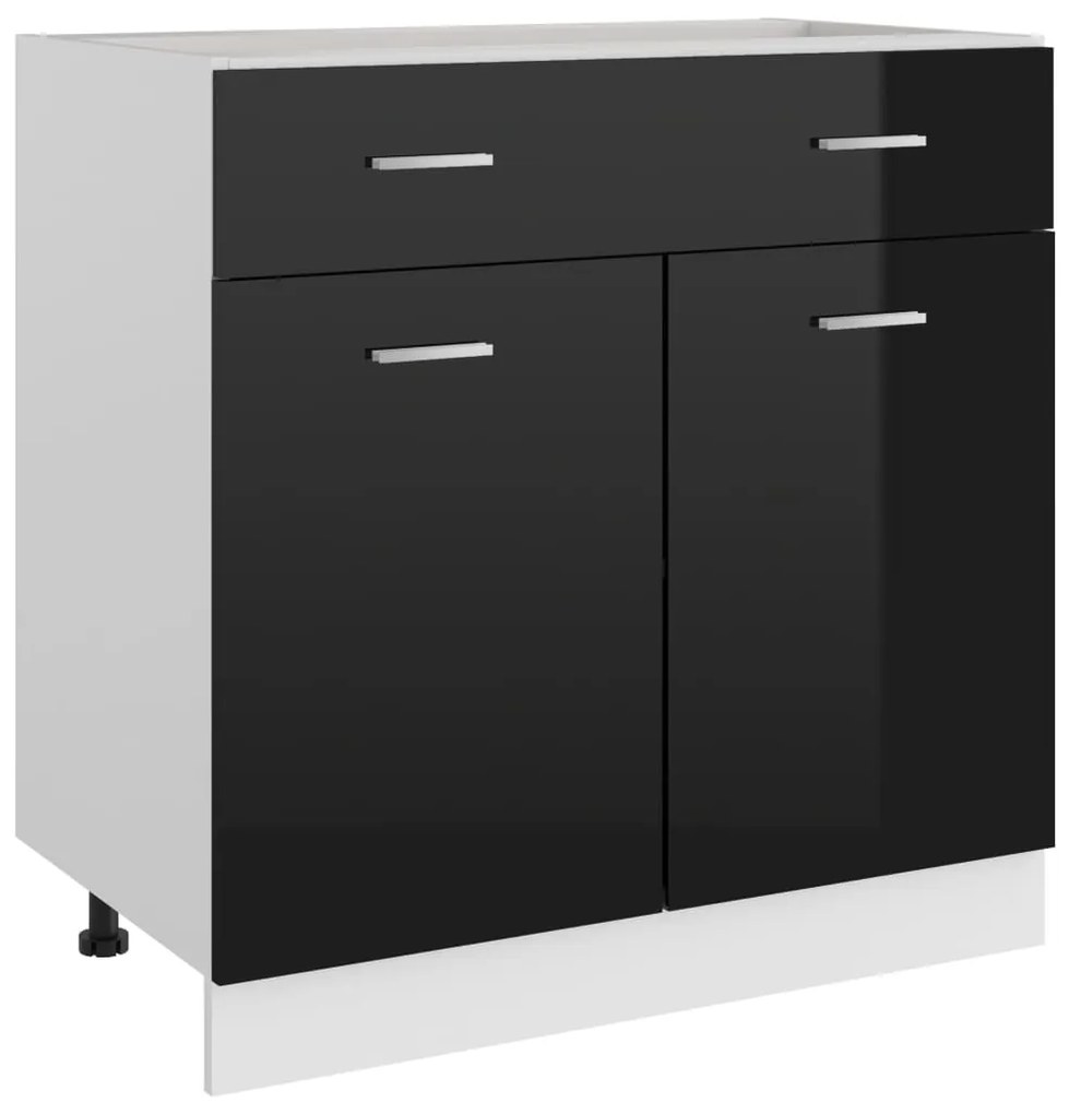 801242 vidaXL Armário inferior c/ gavetas 80x46x81,5cm contraplacado preto