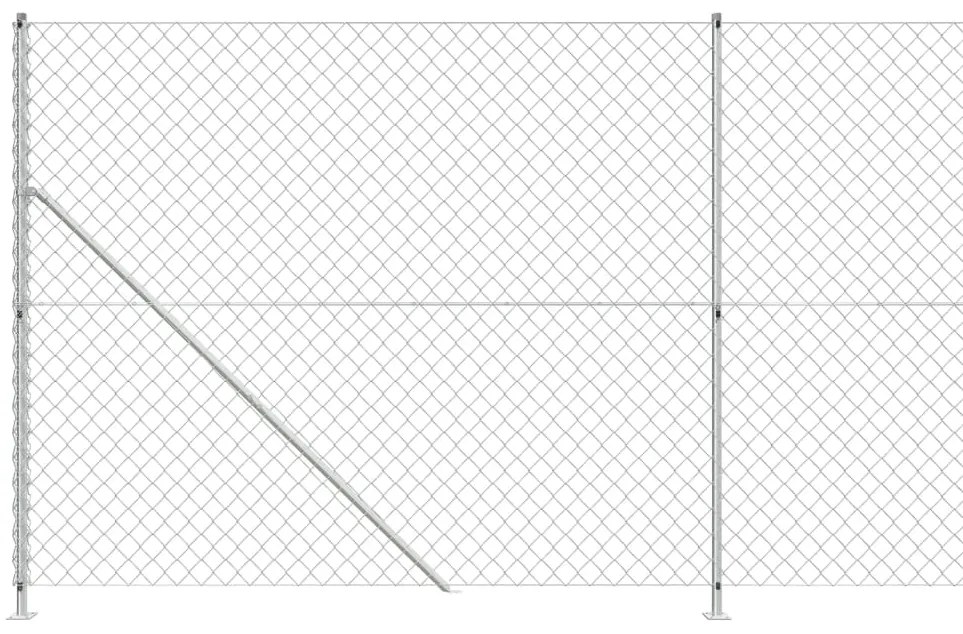 Cerca de arame com flange 2,2x10 m prateado