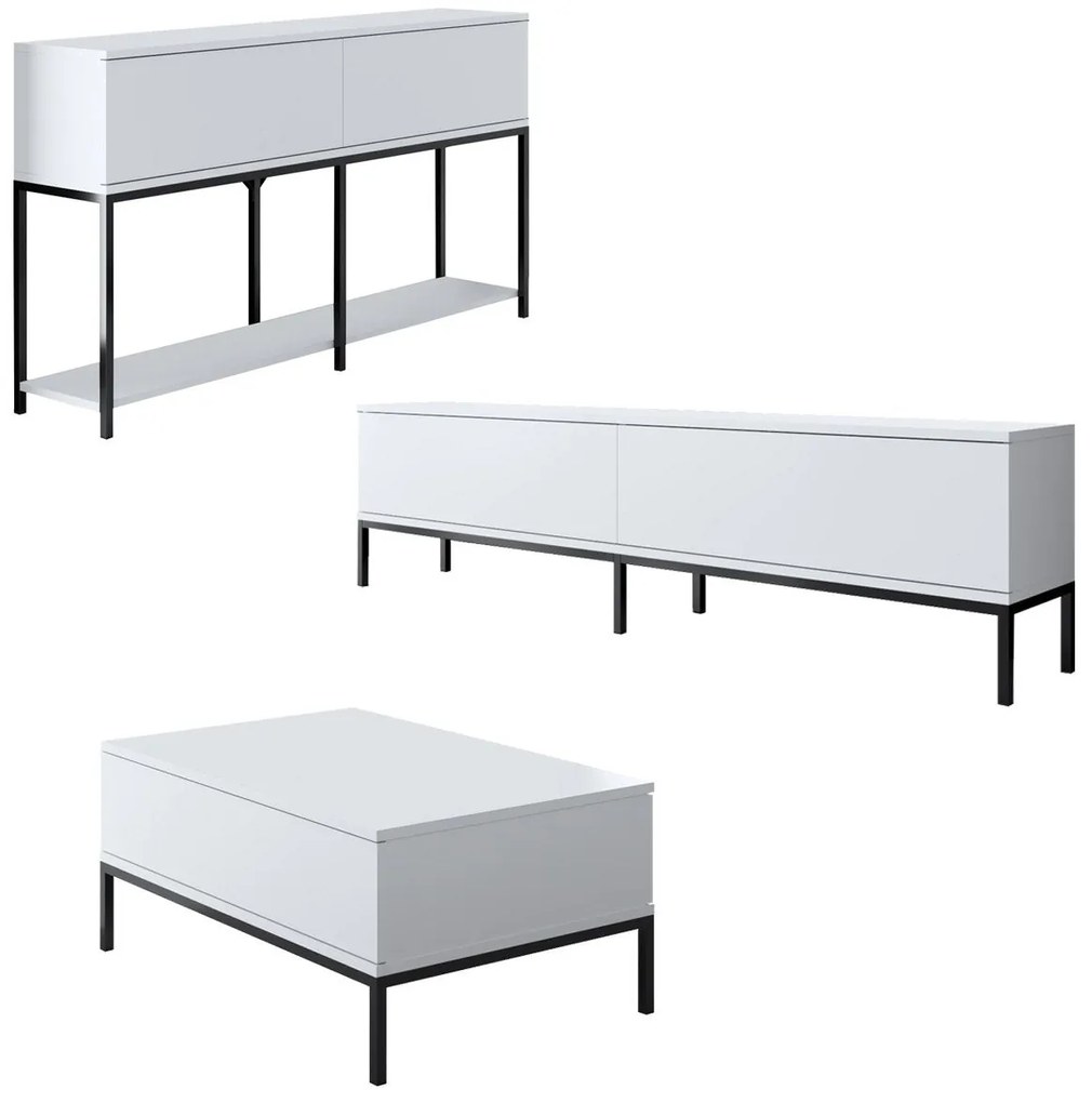 Conjunto de Mobiliário de Sala de Estar Lord – Preto e Branco – Medida