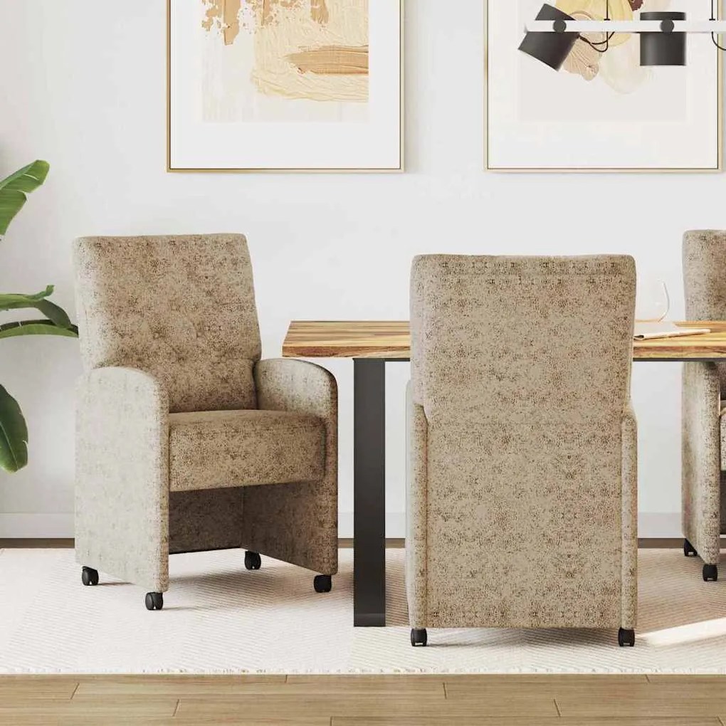 vidaXL Cadeiras de Jantar com Rodas com rodas 2 pcs Cinzento-claro