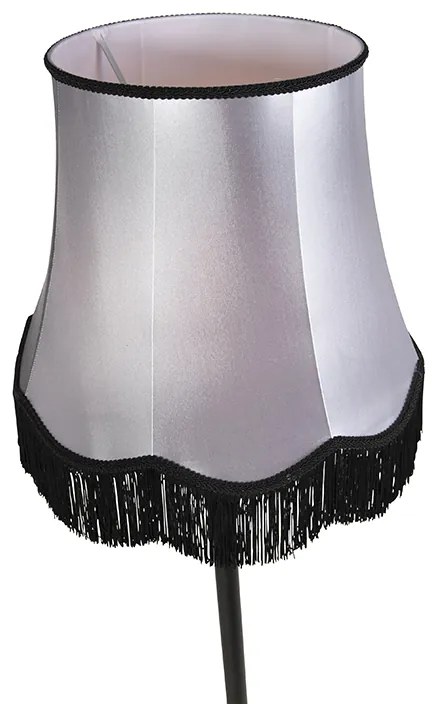 Candeeiro de pé preto com cúpula avó preto com cinzento - Classico Clássico / Antigo