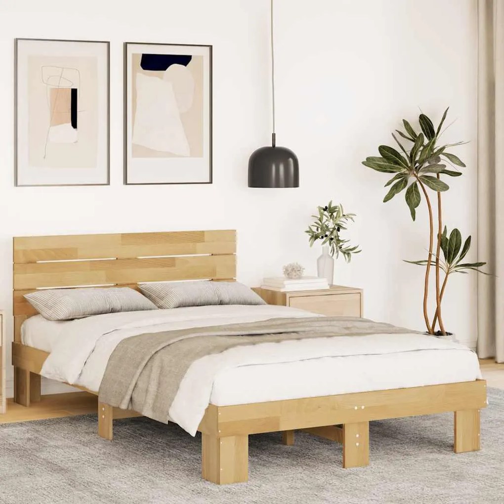 vidaXL Estrutura cama cabeceira sem colchão 120x200 cm maciça carvalho