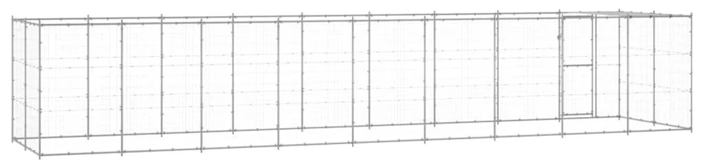 Canil de exterior com telhado 21,78 m² aço galvanizado