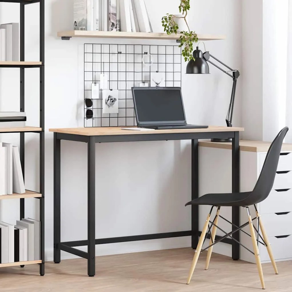 vidaXL mesa Natural 100 x 50 x 77 cm Madeira de Engenharia e Aço