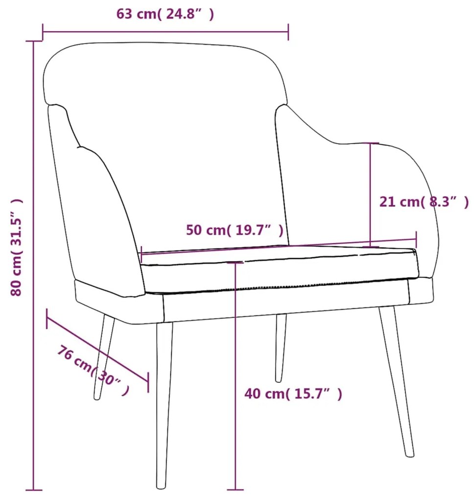 Cadeira c/ apoio de braços 63x76x80 cm veludo cinzento-escuro