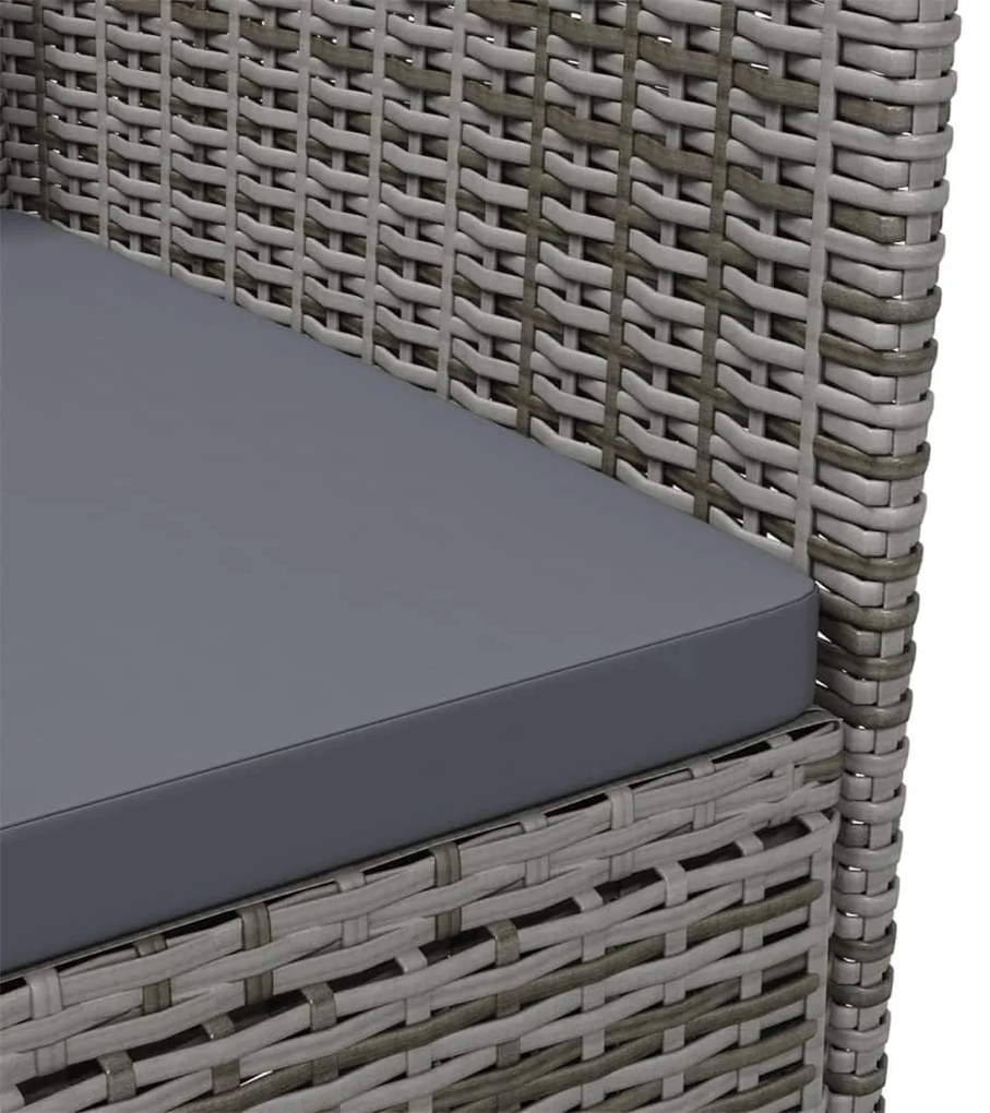 Conjunto jantar p/ exterior com almofadões 3 pcs vime cinzento