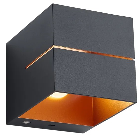 Candeeiro de Parede Preto com Interior Dourado Incl. LED e Dimmer de Toque Recarregável - Joris Groove Moderno