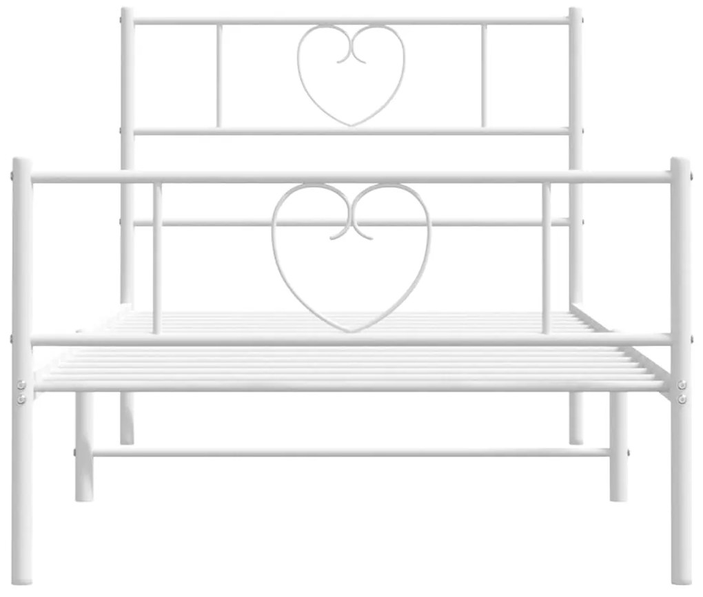 Estrutura de cama com cabeceira e pés 90x190 cm metal branco