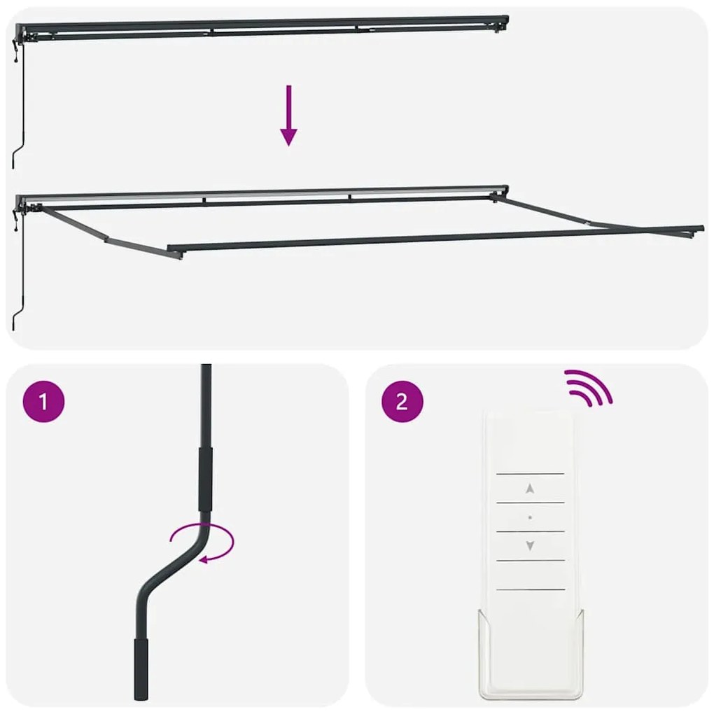 Toldo Retrátil Manual Listrado Vermelho e Branco 500x300 cm