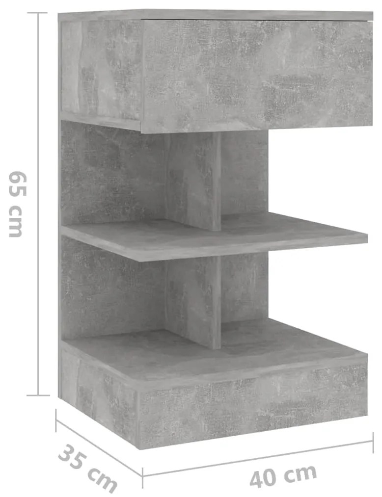 Mesa de cabeceira derivados de madeira cinzento cimento