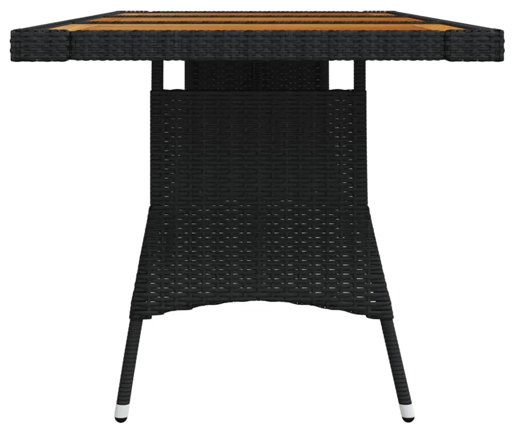 Mesa de jardim 160x70x72 cm vime PE e acácia maciça preto