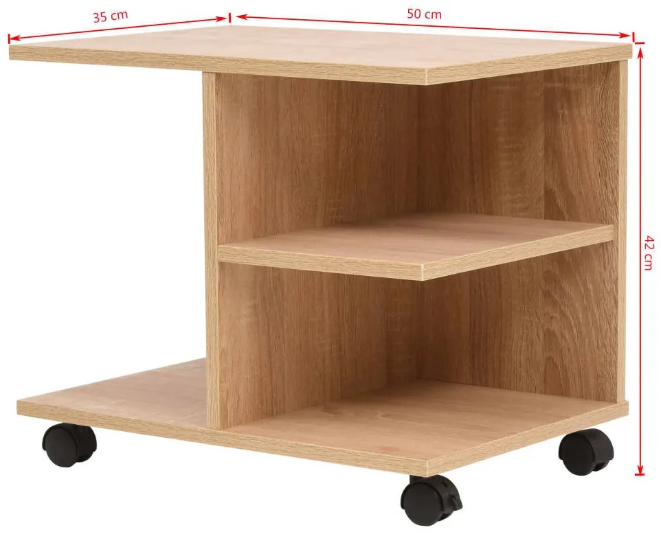 Estante com rodas 50x35x42 cm cor carvalho