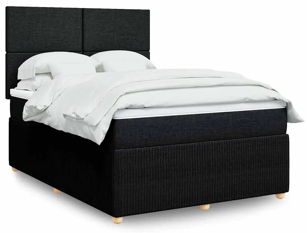 Cama com molas/colchão 140x200 cm tecido preto