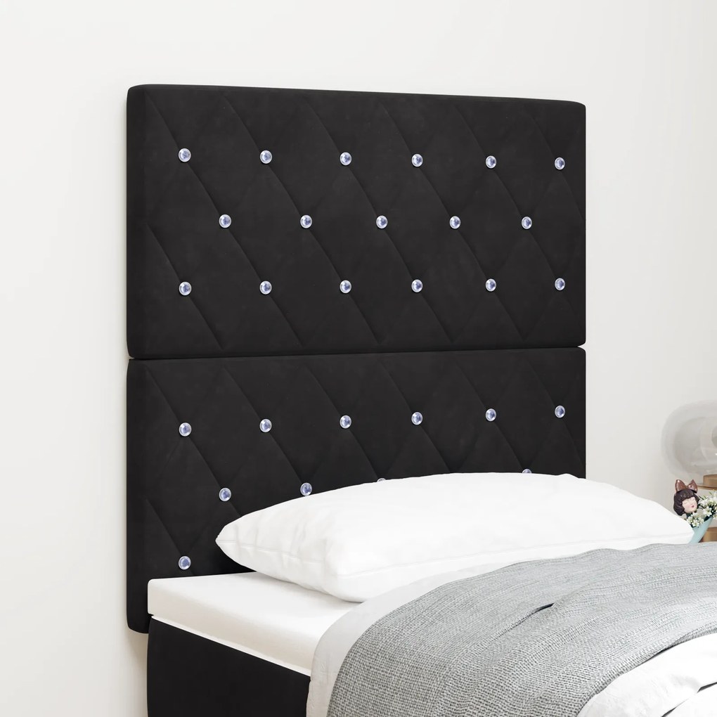 vidaXL Cabeceira LED Preta 80 cm Veludo