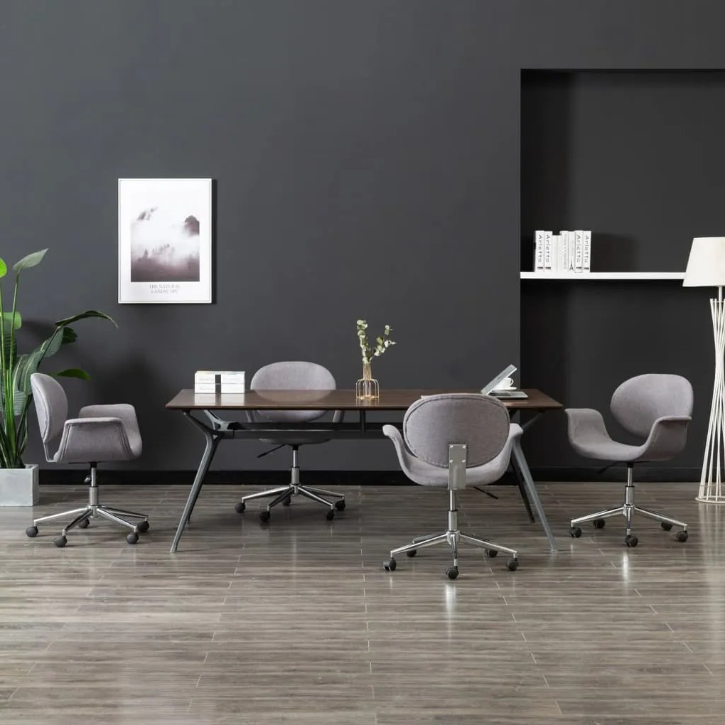 vidaXL Cadeiras de jantar giratórias 4 pcs tecido cinzento