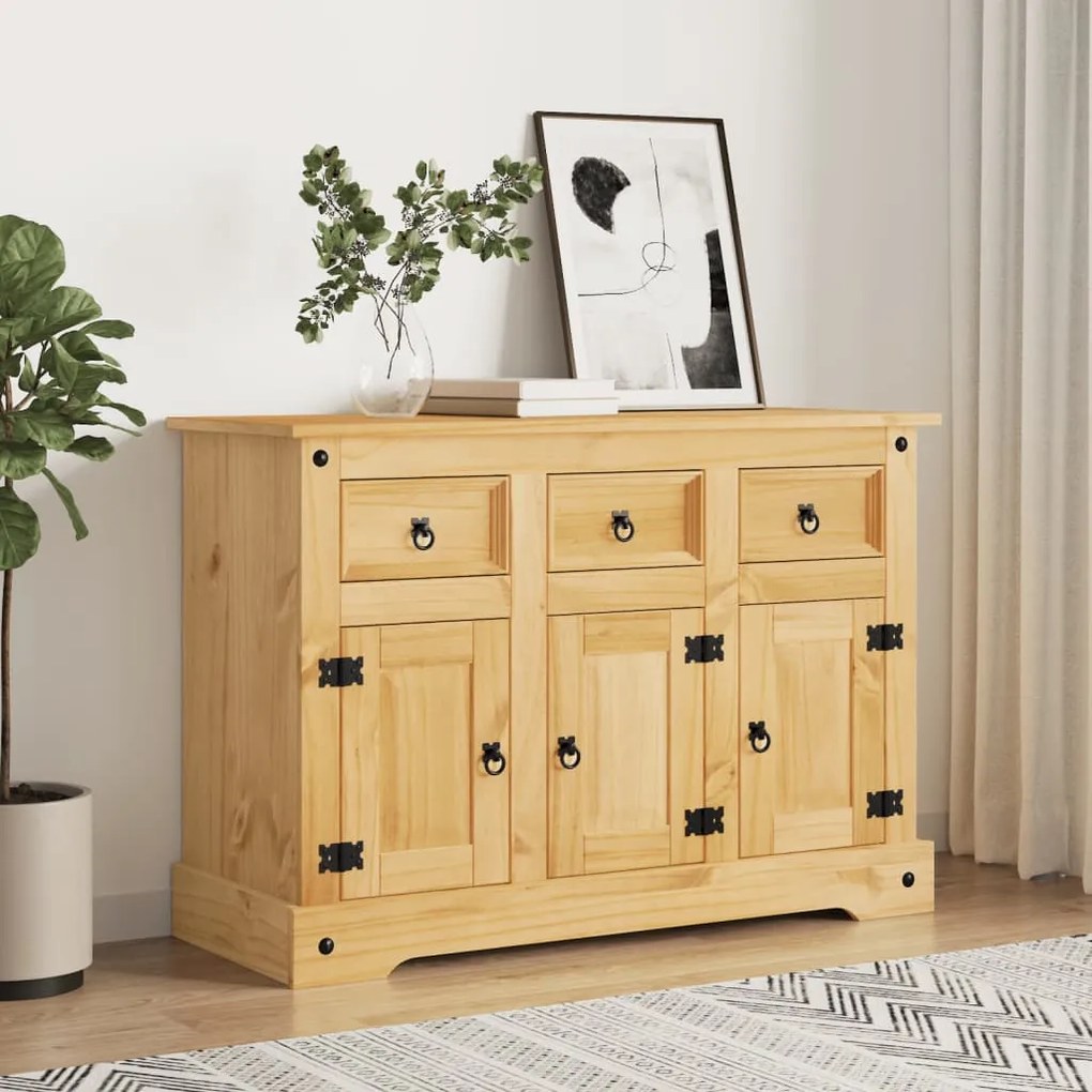 vidaXL Aparador Corona 112x44x78 cm pinho mexicano maciço castanho