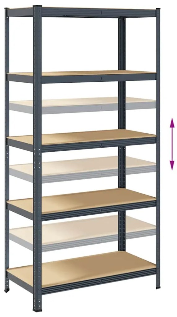 Prateleiras de armazenamento de 5 camadas 2 pcs aço antracite