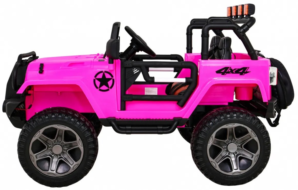 Jipe elétrico para Crianças 24V 4x4 2 Lugares The Monster Jeep Rodas de EVA, Assento de couro Rosa