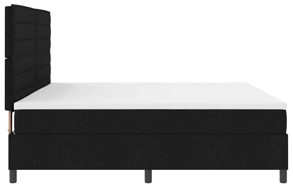 Cama Box com Colchão e LED Preta 200x200 cm em Tecido