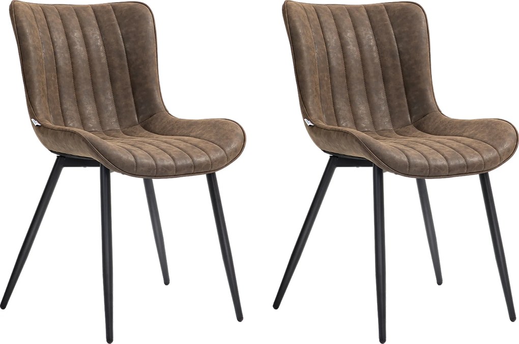 Conjunto de 2 cadeiras de jantar com design moderno e estofadas 49 x 61 x 80,5 cm, para sala de estar, sala de jantar ou quarto, em castanho